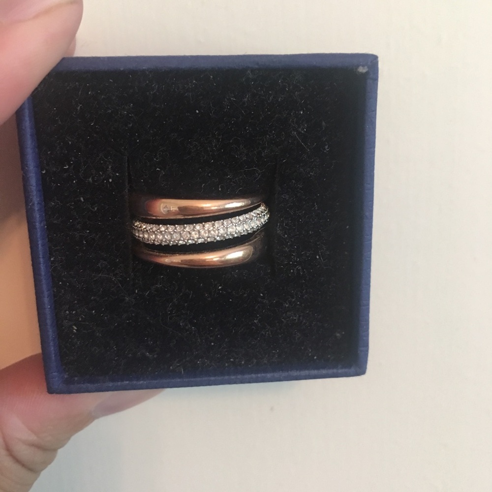 Swarovski Rose Gold Tone Ring with Clear Crystals